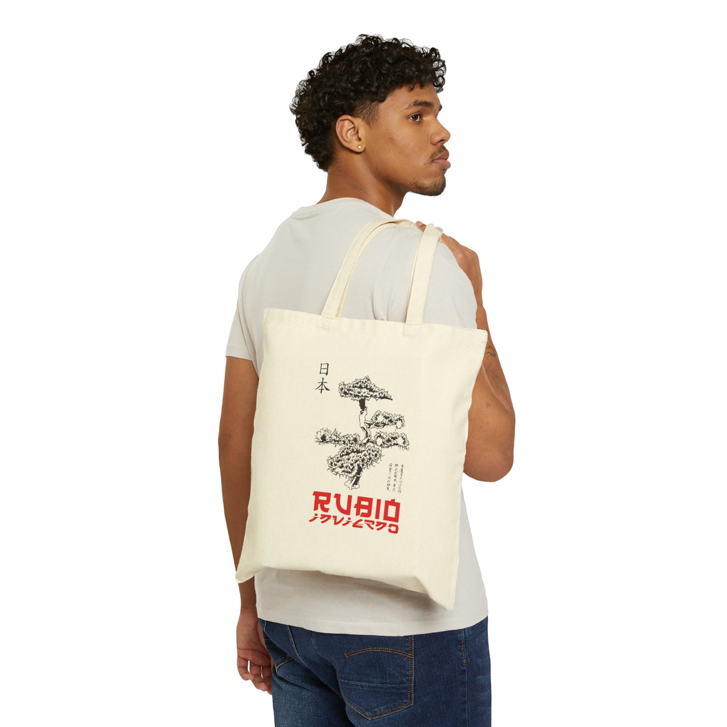 Rubio Invierno/Black Cotton Canvas Tote Bag